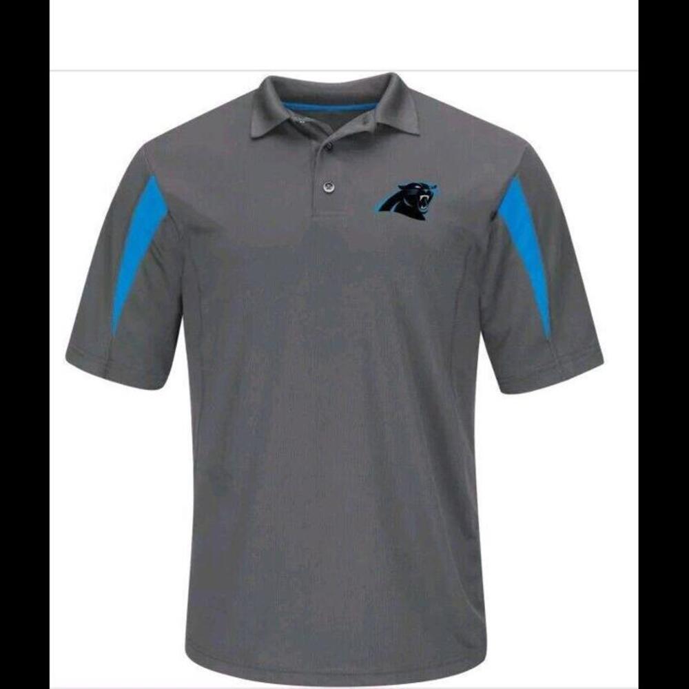 Carolina Panthers Pieced NFL Men's Storm Grey Polo Shirt Size 4X Tall